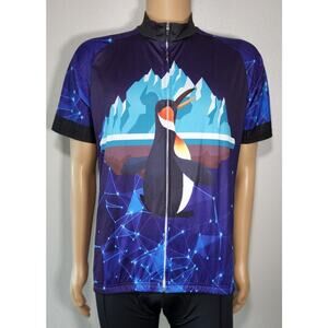 Cyhaen Cool Max Cycling Jersey SS Mens Medium Zip Front Back Pockets NWT Penguin